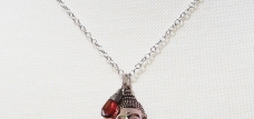 Silver Buddha with pink tourmaline necklace